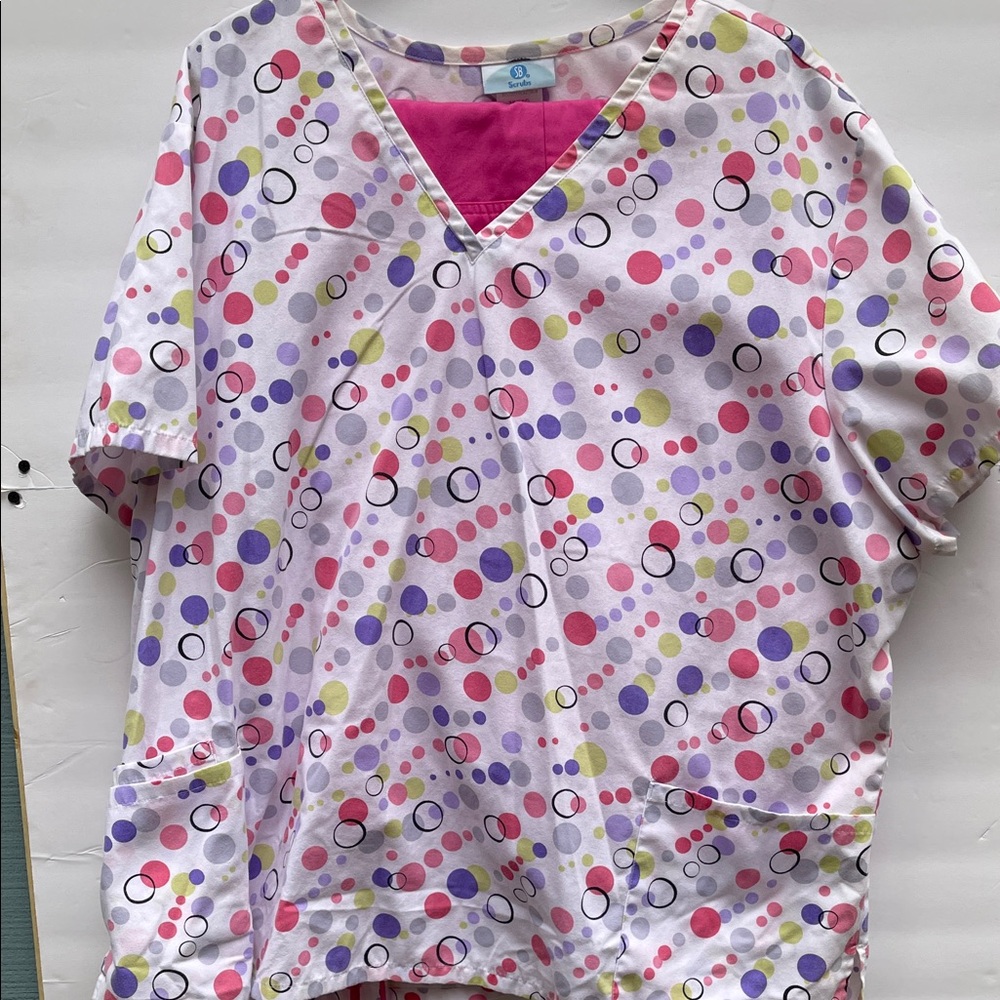 SB 3xl Top 2xl Pants Scrubs Colorful Polka Dot Pattern